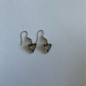 Cute green and yellow triangle earrings